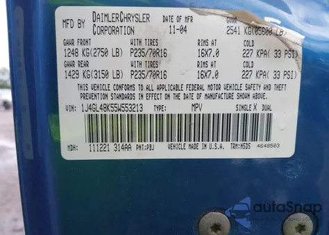 2005 Jeep Liberty Sport z USA, uszkodzony, nr VIN 1J4GL48K55W553213